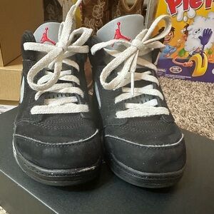 Jordan Kids Black and Gray Sneakers with Red Accents